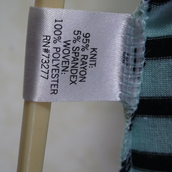 🎉APT. 9 Blue Black Stripes Short Sleeve Shirt Top - Picture 10 of 11